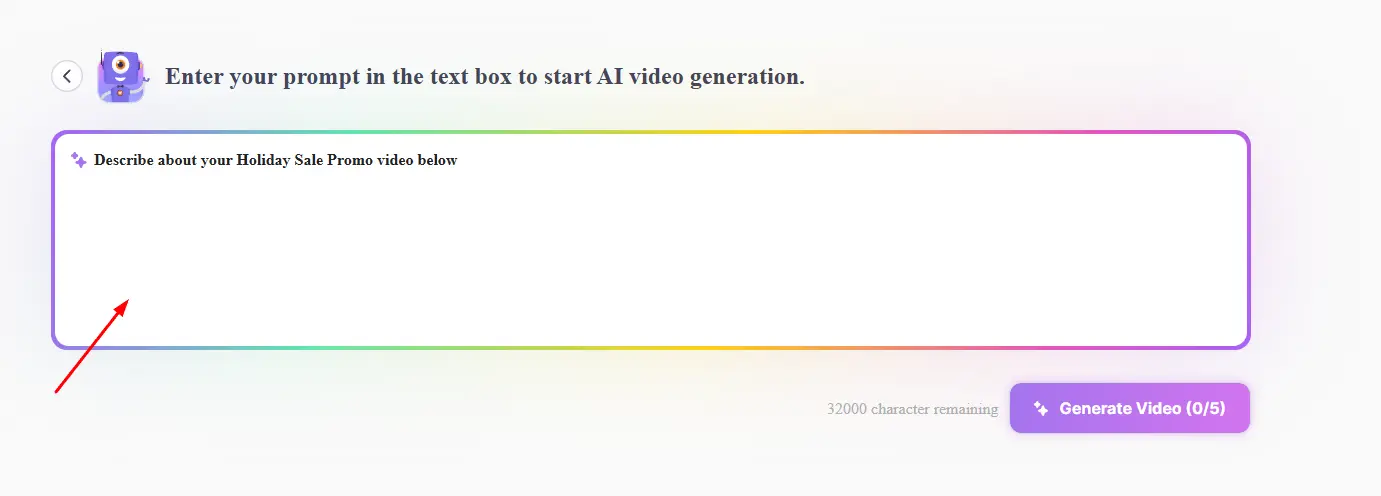 Input Text In AI Animation Video Generator